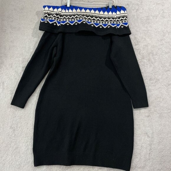 NEW Lauren Ralph Lauren Women's 2X Plus Off-The-Shoulder Fair Black Wool Dress - Picture 3 of 9